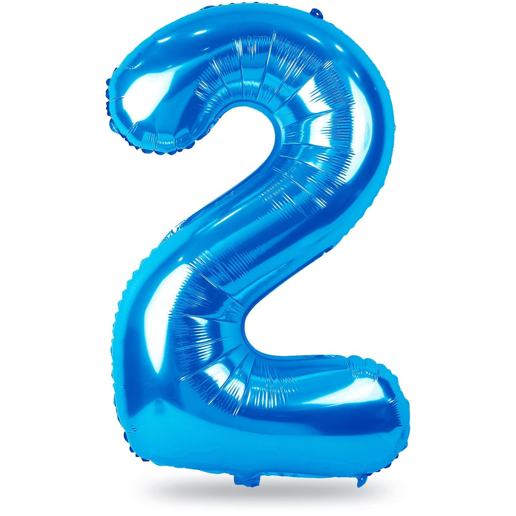 Lingqiang Blue 2 Balloons – 40-Inch Foil Number Balloons, Self-Inflating, for Birthdays & Parties