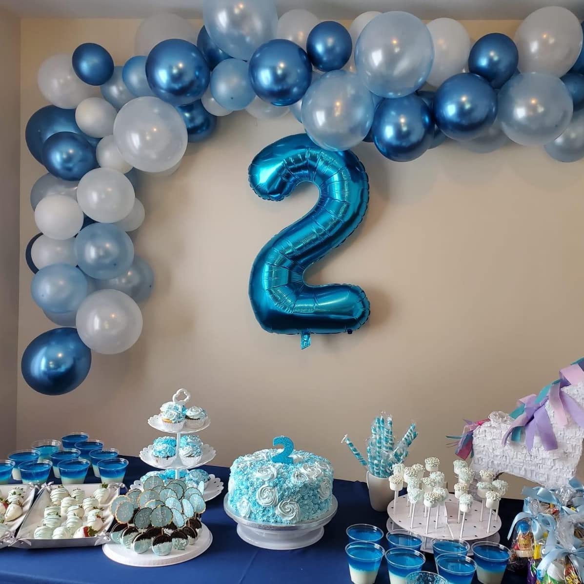 Lingqiang Blue 2 Balloons – 40-Inch Foil Number Balloons, Self-Inflating, for Birthdays & Parties