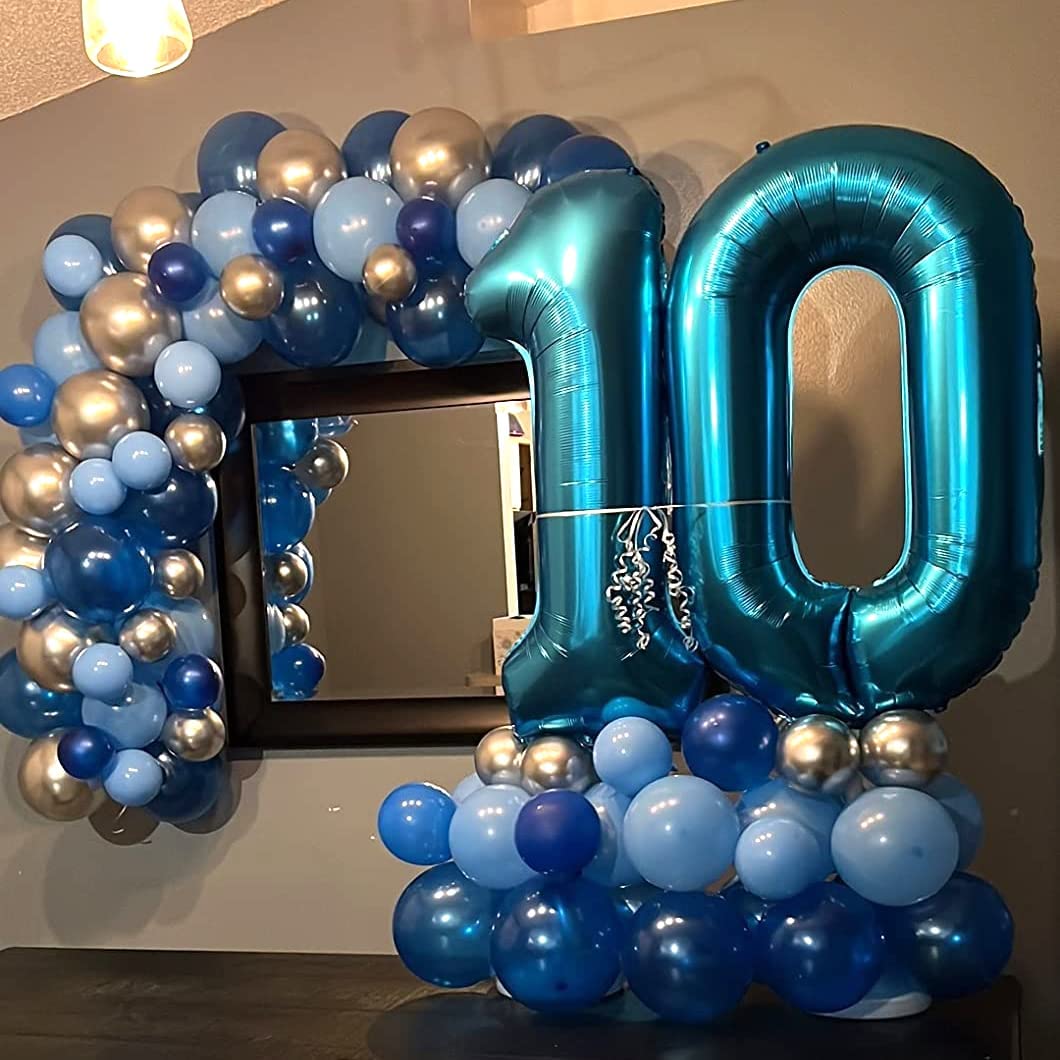 Lingqiang Blue 2 Balloons – 40-Inch Foil Number Balloons, Self-Inflating, for Birthdays & Parties