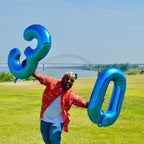 Lingqiang 40 Inch Blue Number 3 Balloon | Large Foil Numeric Balloons for Birthdays & Celebrations