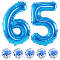 Lingqiang Blue 65th Birthday Balloons Kit — 40in Foil Numbers 5 & 6 + Confetti Latex Set