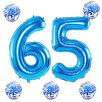 Lingqiang Blue 65th Birthday Balloons Kit — 40in Foil Numbers 5 & 6 + Confetti Latex Set