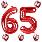 Lingqiang 40in Number 65 Foil Balloons Set – Red 56th/65th Birthday & Anniversary Party Decor