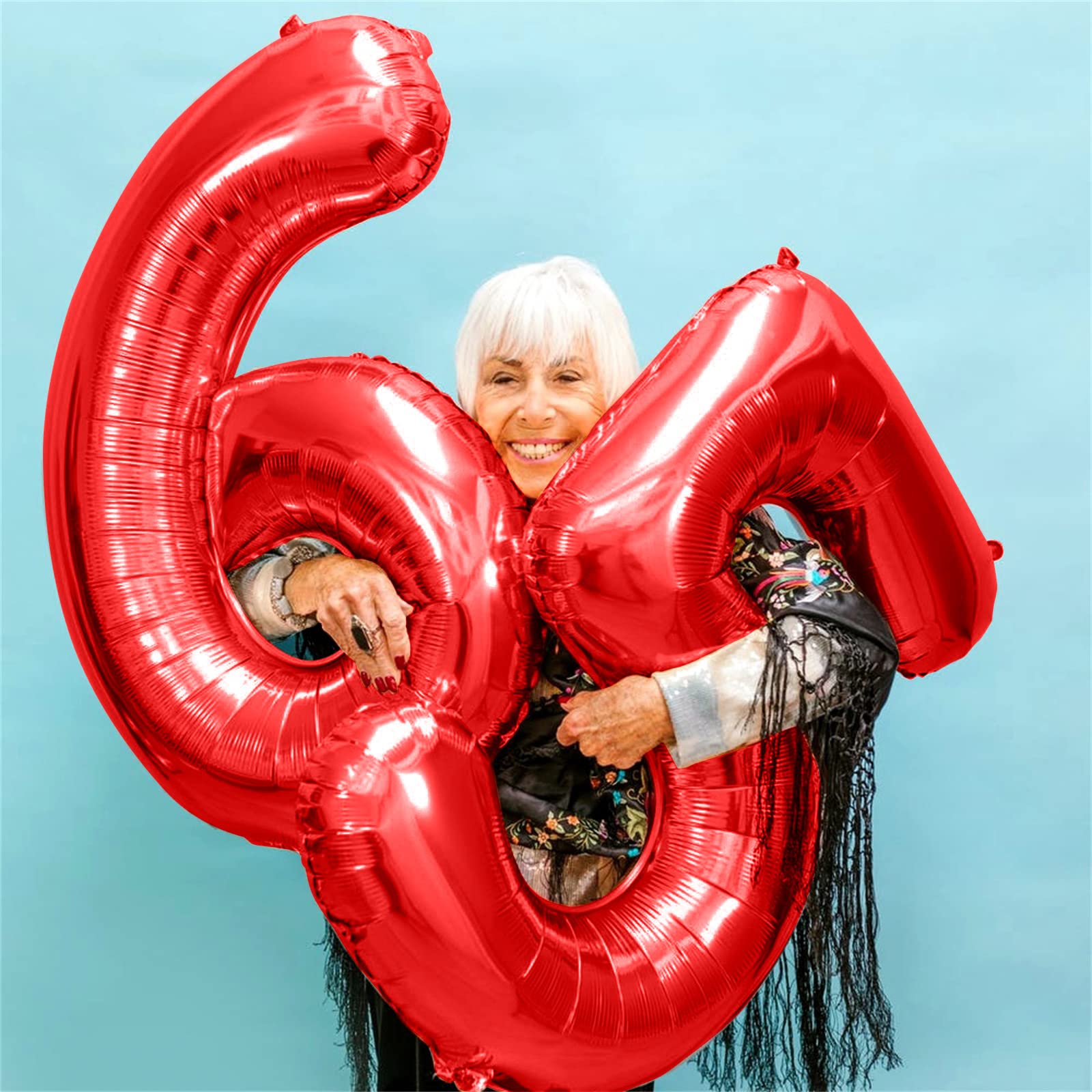 Lingqiang Red 60th Birthday Balloons - 40-inch Foil Numbers 6 & 0 + Confetti Set