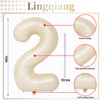 Lingqiang Cream 40-Inch 21st Birthday Balloons – Ivory Foil Number 2 & 1 for Men and Women