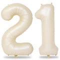 Lingqiang Cream 40-Inch 21st Birthday Balloons – Ivory Foil Number 2 & 1 for Men and Women