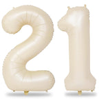 Lingqiang Cream 40-Inch 21st Birthday Balloons – Ivory Foil Number 2 & 1 for Men and Women