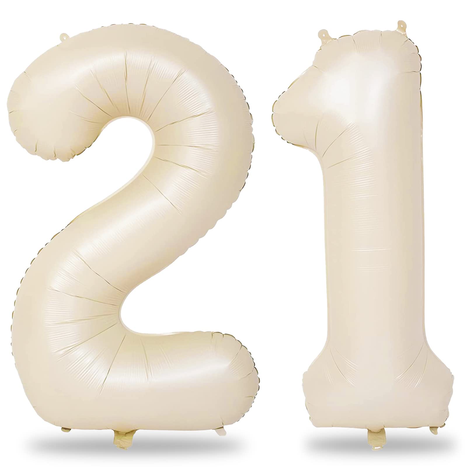 Lingqiang Cream 40-Inch 21st Birthday Balloons – Ivory Foil Number 2 & 1 for Men and Women