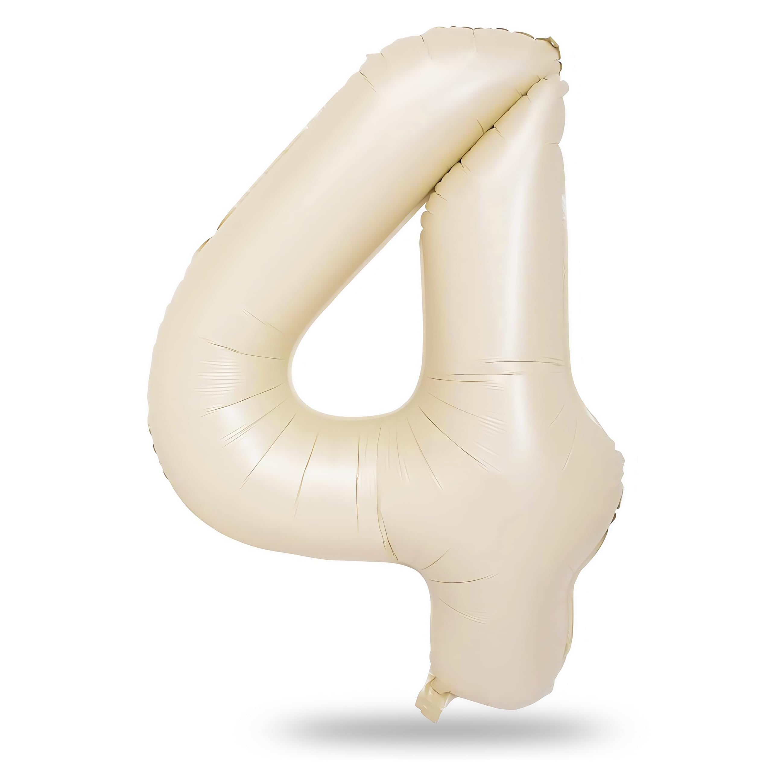 Lingqiang Cream 4-Number Balloon, 40-Inch Beige Foil Balloons for Birthdays & Anniversaries