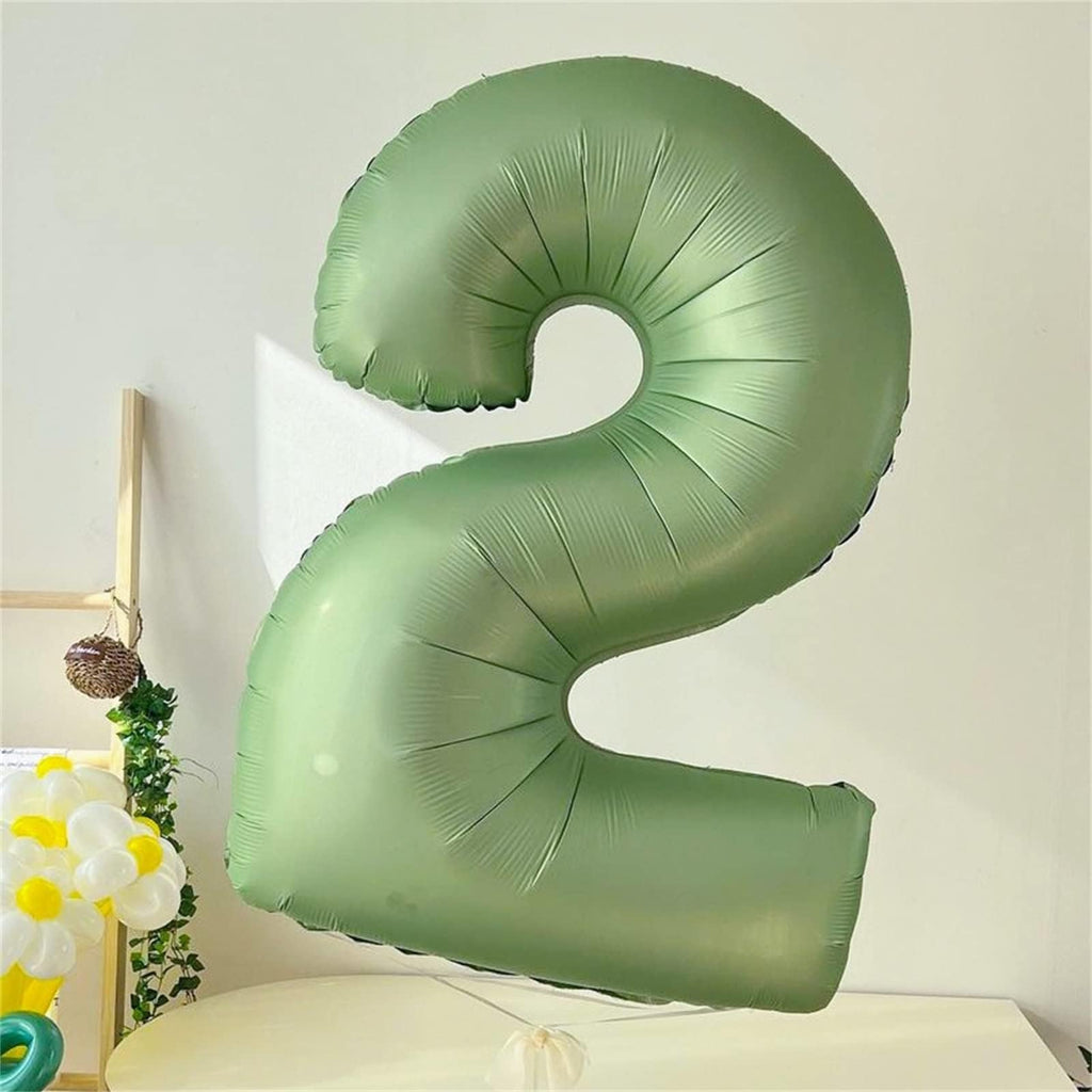 Lingqiang 40-inch Sage Green Number 2 Foil Balloon Set – Large 0-9 Balloons for Parties