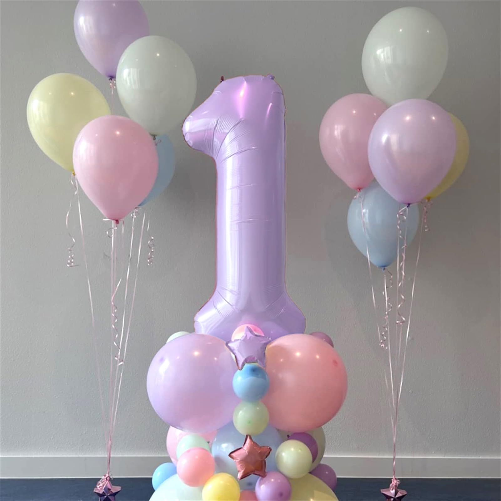 Lingqiang 40in Pastel Purple Number Balloons – 1 & 0 Mylar Set for 10th Birthday & Anniversary