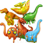 Lingqiang Dinosaur Foil Balloons Set (6 Giant Mylar Balloons) | Jungle Safari Party