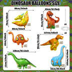Lingqiang Dinosaur Foil Balloons Set (6 Giant Mylar Balloons) | Jungle Safari Party