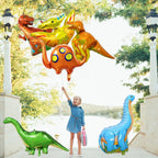 Lingqiang Dinosaur Foil Balloons Set (6 Giant Mylar Balloons) | Jungle Safari Party