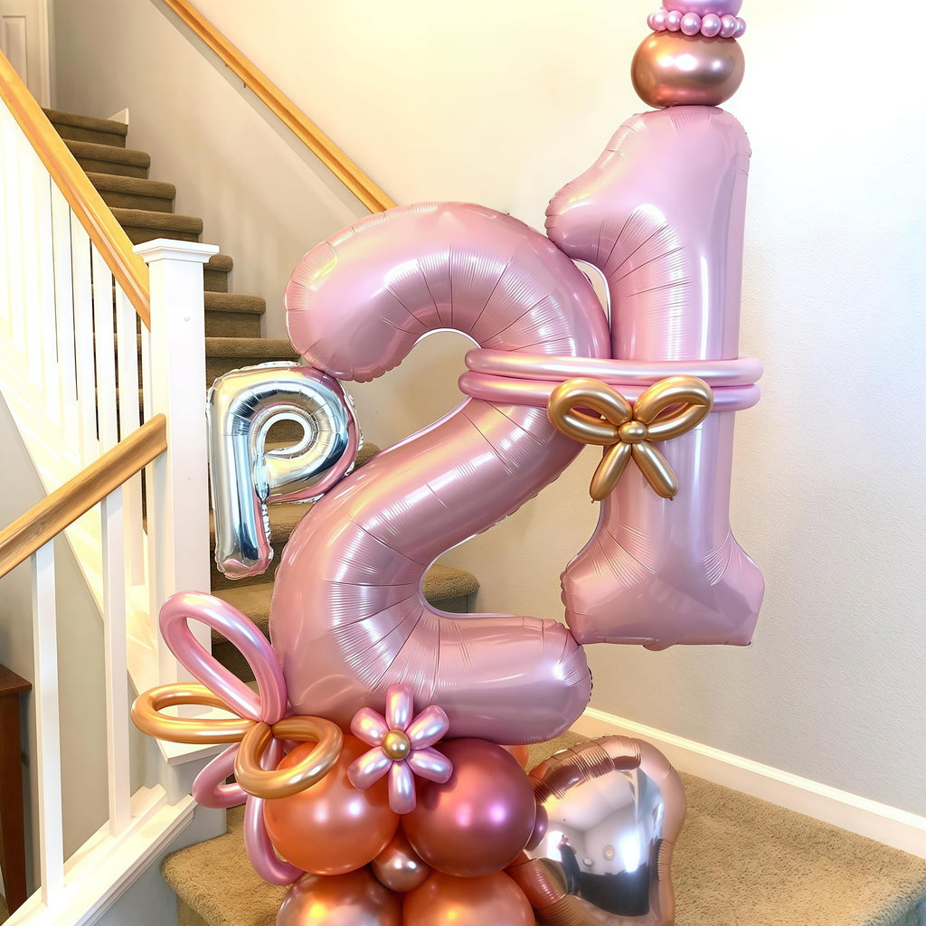 Lingqiang 40in Pastel Pink Number 15 Balloon – Giant 1 & 5 Foil Balloons for Birthday & Party Decor