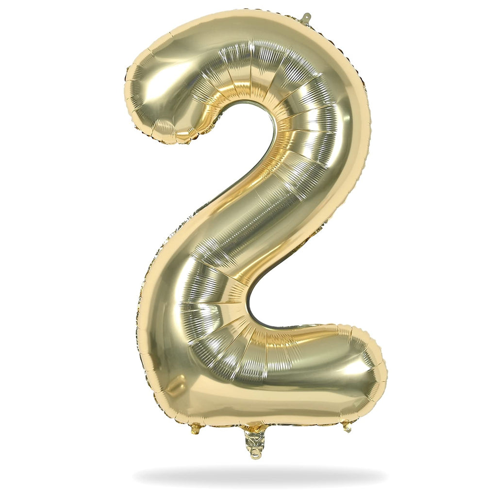 Lingqiang 40 Inch Champagne Gold Number 2 Balloon – Large Foil Party Balloons