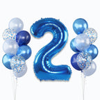 Lingqiang Foil Number Balloons - 2nd Birthday Navy & Silver Confetti, 40in
