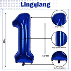 Lingqiang Navy Blue 40in Number 1 Balloon – Giant Foil Birthday Balloons for 1st–10th Celebrations