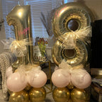 Lingqiang 40'' Champagne Gold Number 7 Balloon — Self-Inflating Foil Balloons for 7th Birthday & Celebrations