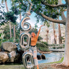 Lingqiang 40 Inch Silver Foil Balloon Number 0 | Giant Self-Inflating 0-9 Balloons for Parties