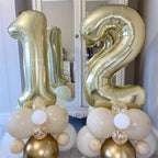Lingqiang 40'' Champagne Gold Number 7 Balloon — Self-Inflating Foil Balloons for 7th Birthday & Celebrations