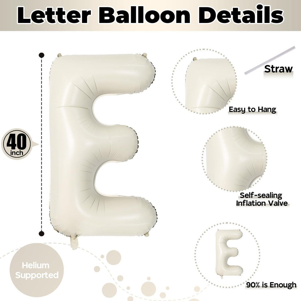 Lingqiang 40-Inch Beige HOME Foil Letter Balloons – Large Ivory White Welcome Banner for Housewarming