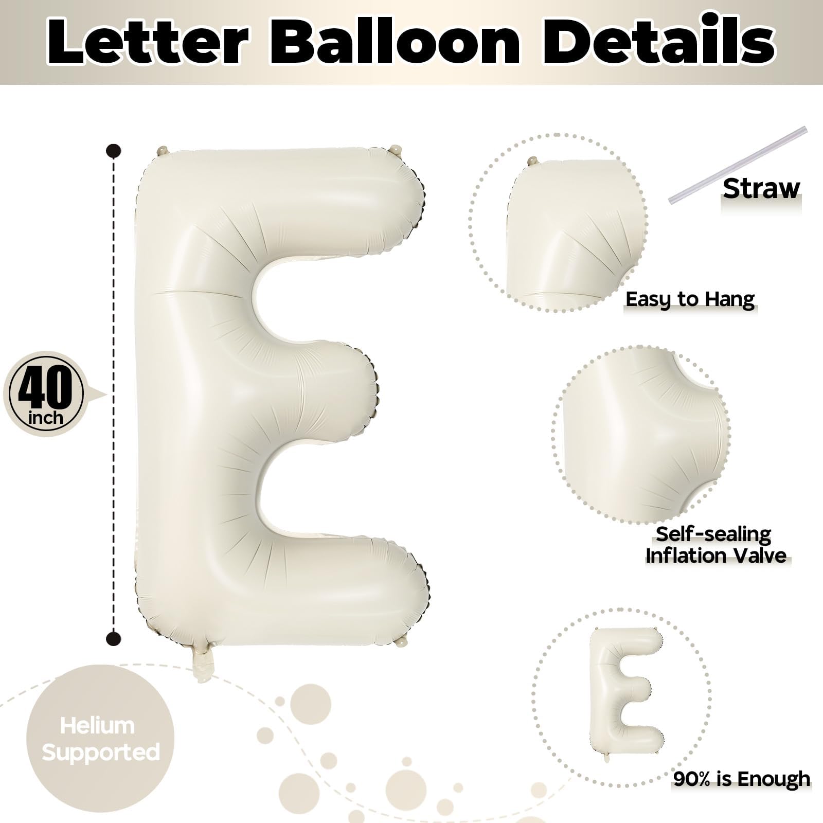 Lingqiang 40-Inch Beige HOME Foil Letter Balloons – Large Ivory White Welcome Banner for Housewarming