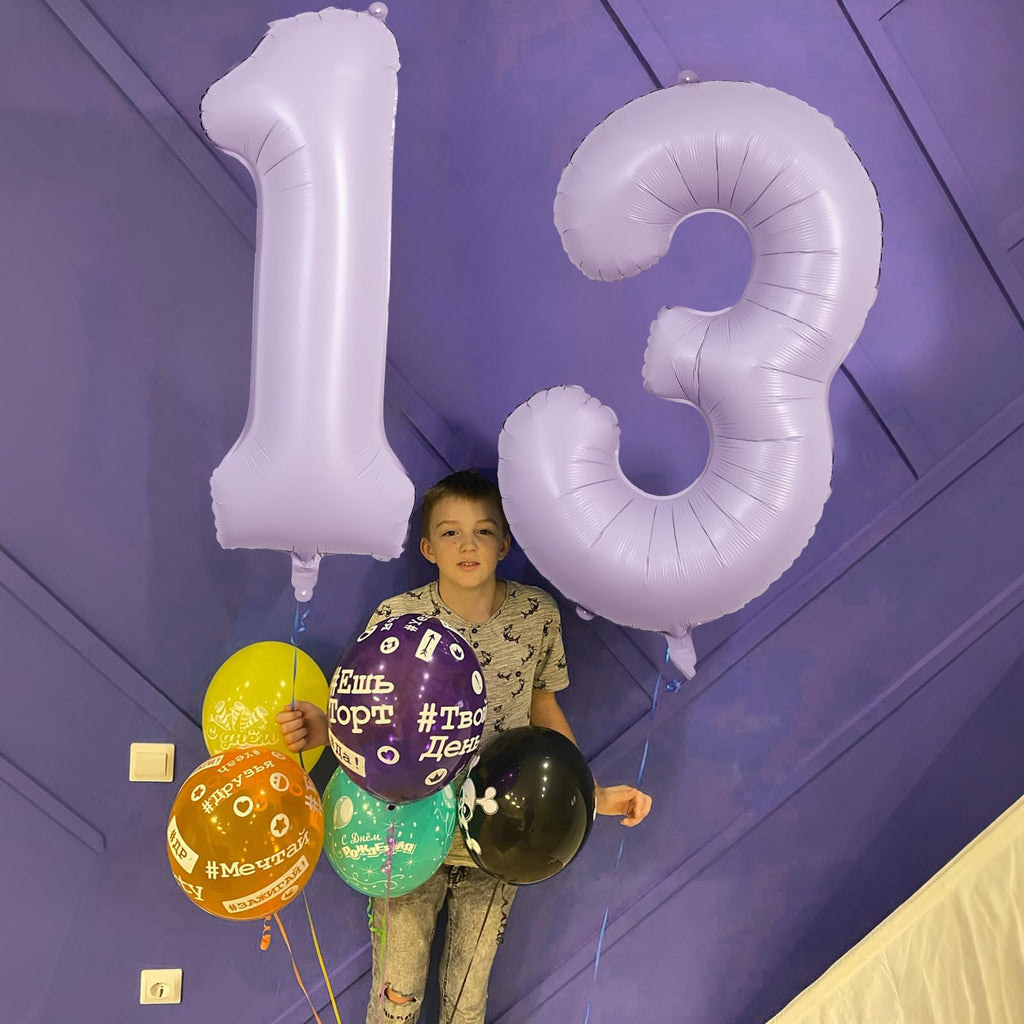 Lingqiang 40in Pastel Purple Number Balloons – 1 & 0 Mylar Set for 10th Birthday & Anniversary