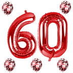 Lingqiang Red 60th Birthday Balloons - 40-inch Foil Numbers 6 & 0 + Confetti Set