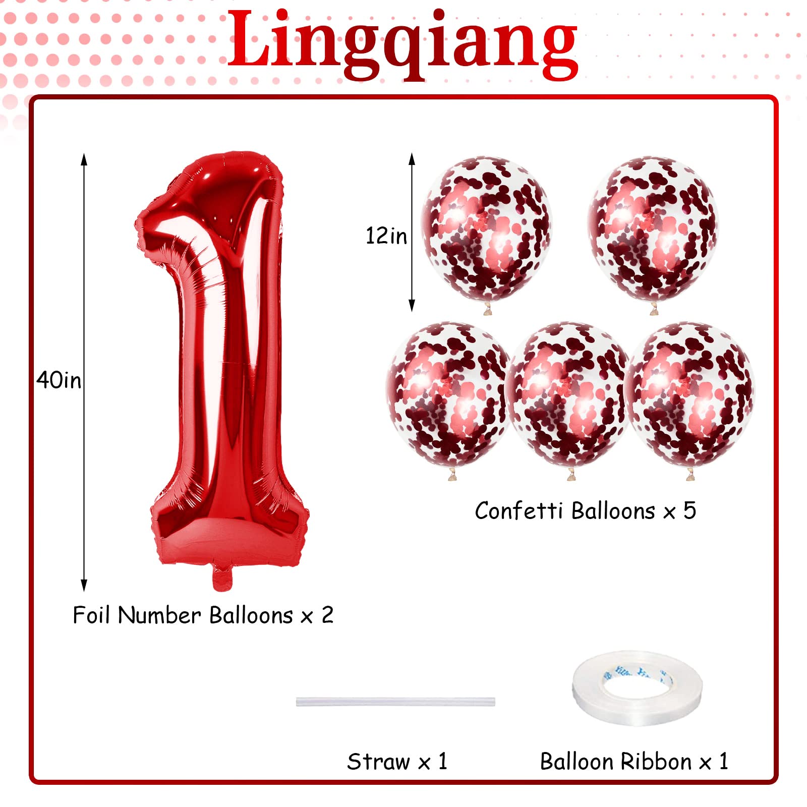 Lingqiang 40 Inch Red Number 17 Foil Balloons Kit – Self-Inflating 1 & 7 for 17th/71st Birthday Parties