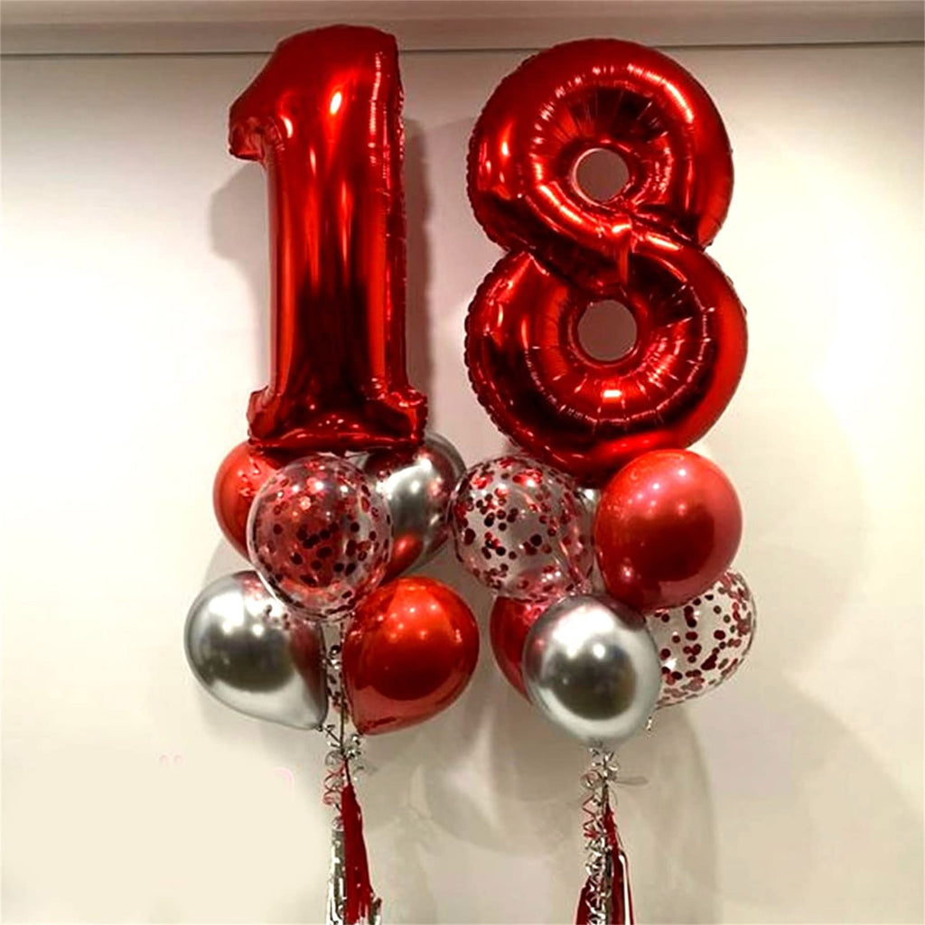Lingqiang Large 40-Inch Red Number 50 Balloons Set – 5th/50th Birthday & Anniversary Decor