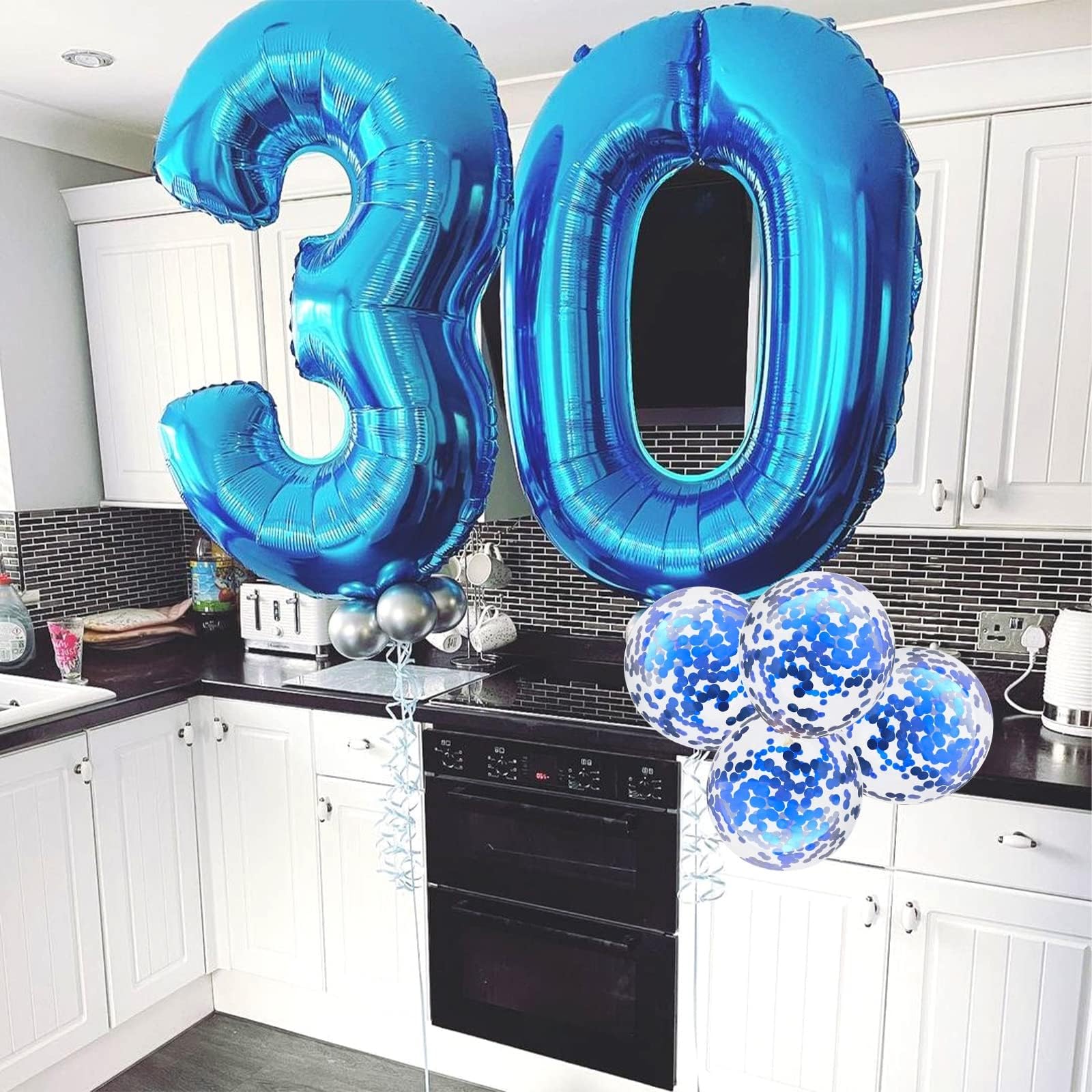 Lingqiang Blue 13th Birthday Balloons Kit | 40in Foil Numbers + Confetti Latex