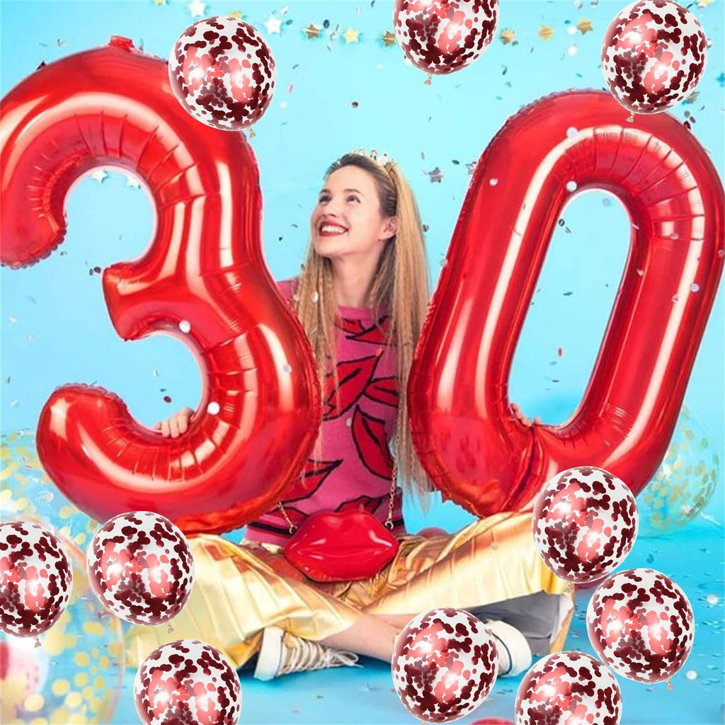Lingqiang Red 60th Birthday Balloons - 40-inch Foil Numbers 6 & 0 + Confetti Set
