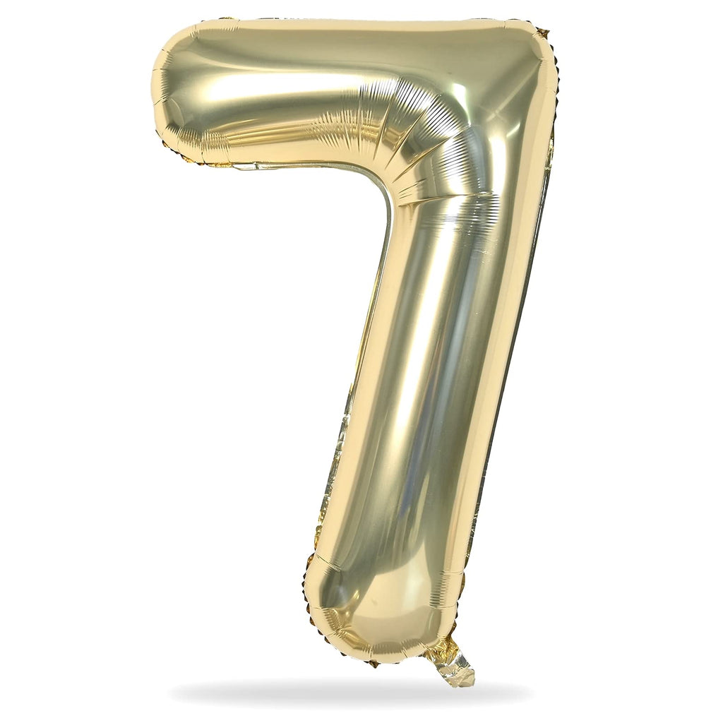 Lingqiang 40'' Champagne Gold Number 7 Balloon — Self-Inflating Foil Balloons for 7th Birthday & Celebrations