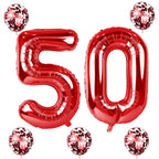 Lingqiang Large 40-Inch Red Number 50 Balloons Set – 5th/50th Birthday & Anniversary Decor