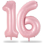 Lingqiang Pastel Pink 16th Birthday Balloons – 40-Inch Foil Number 1 & 6 Self-Inflating Mylar Set