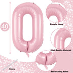 Lingqiang Pastel Pink 40in Number 1 & 0 Balloons for 10th Birthday Party Decor