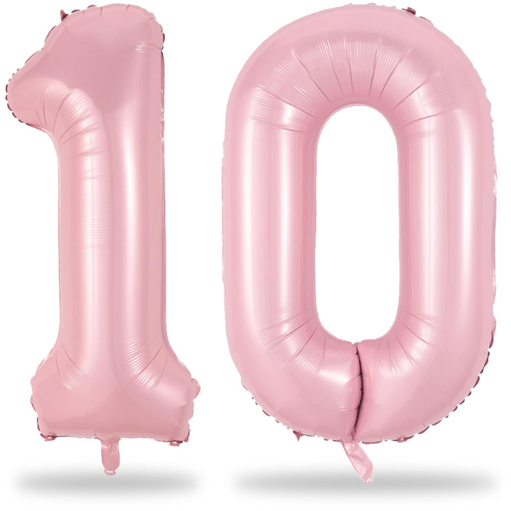 Lingqiang Pastel Pink 40in Number 1 & 0 Balloons for 10th Birthday Party Decor