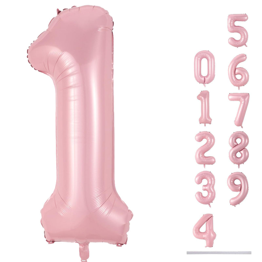 Lingqiang Pastel Pink 40-Inch Foil Number Balloons 0-9 | Giant Birthday Party Decor