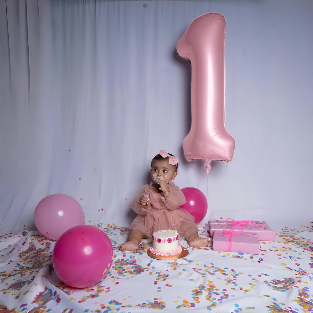 Lingqiang Pastel Pink 40-Inch Foil Number Balloons 0-9 | Giant Birthday Party Decor