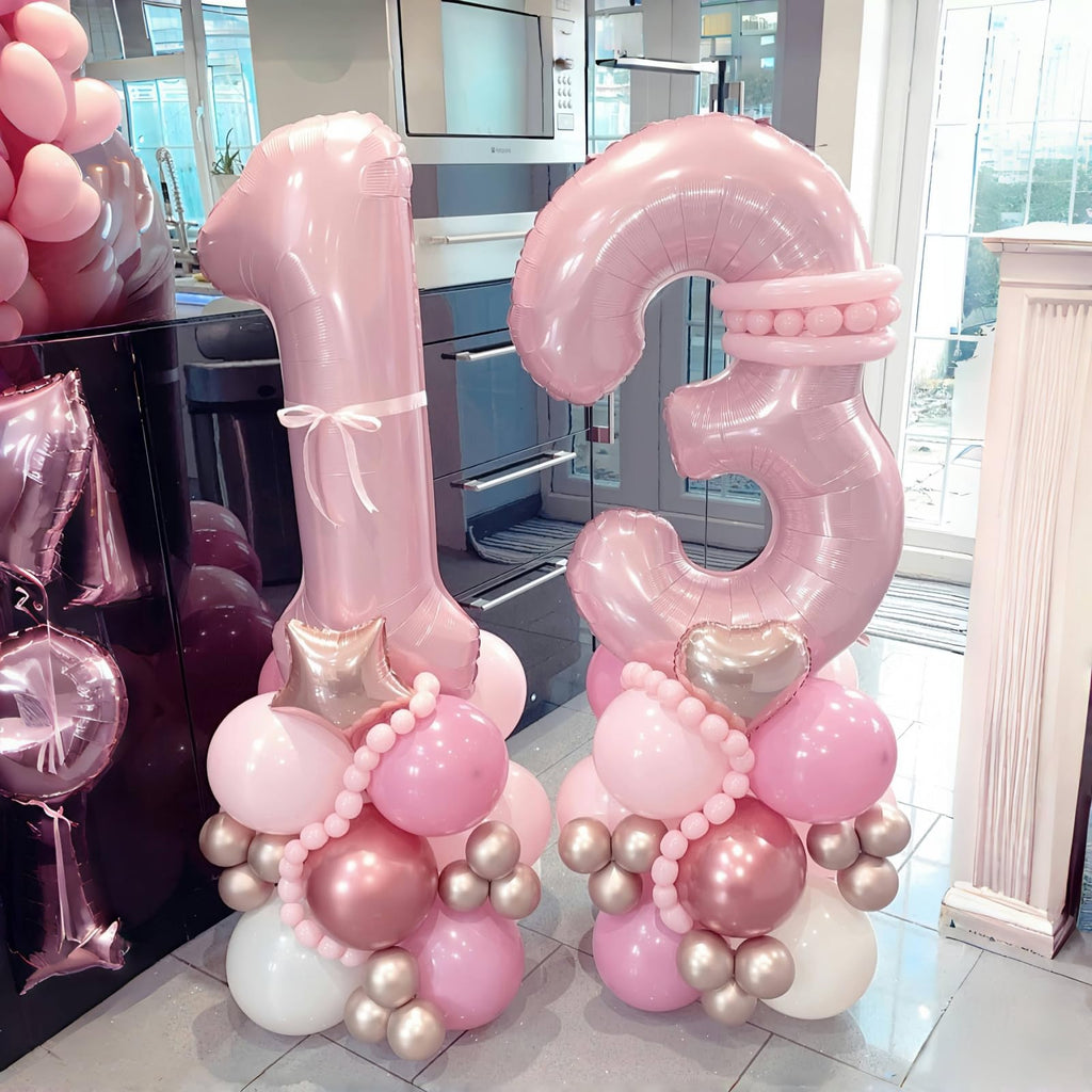 Lingqiang Pastel Pink 40-Inch Foil Number Balloons 0-9 | Giant Birthday Party Decor