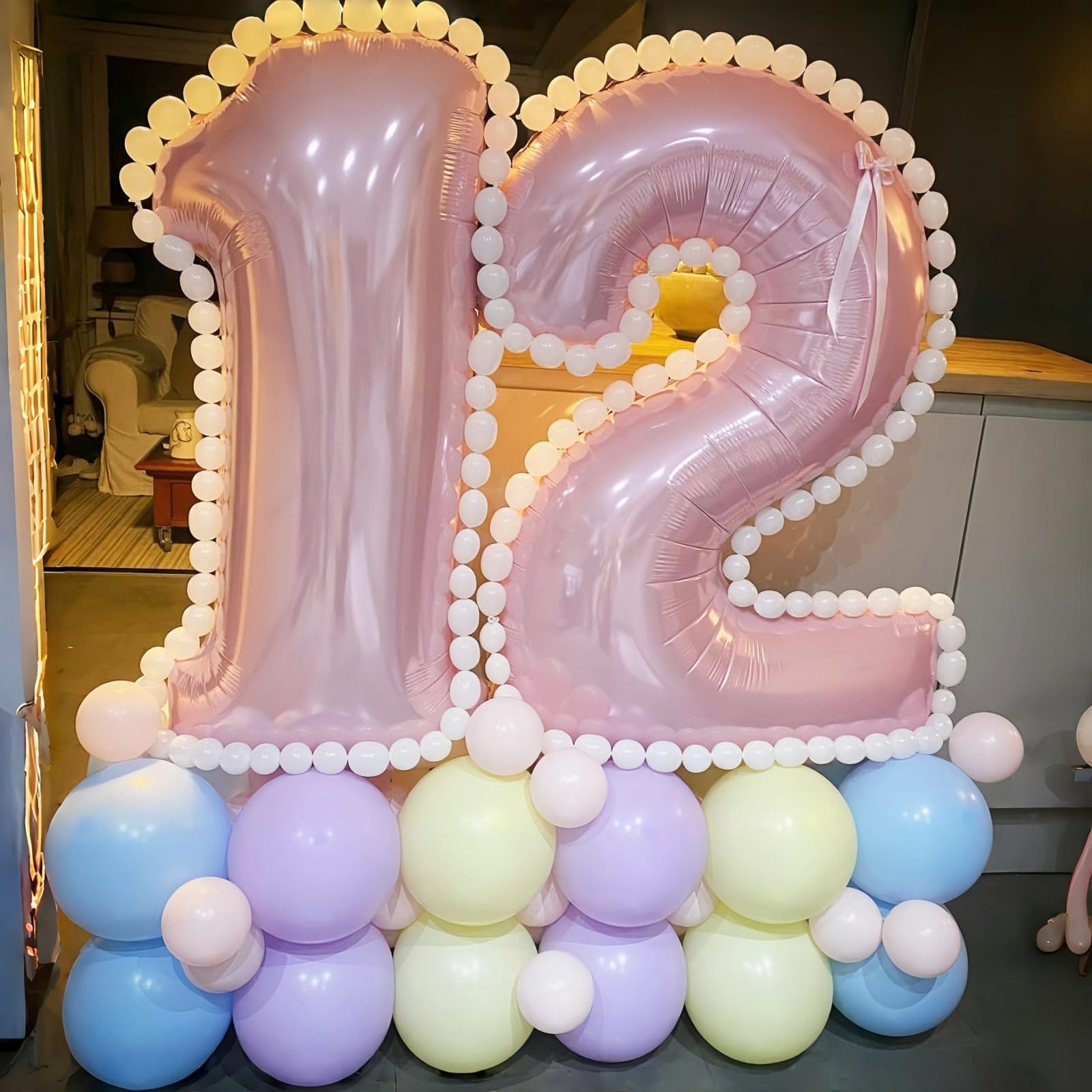 Lingqiang Pastel Pink 40-Inch Foil Number Balloons 0-9 | Giant Birthday Party Decor