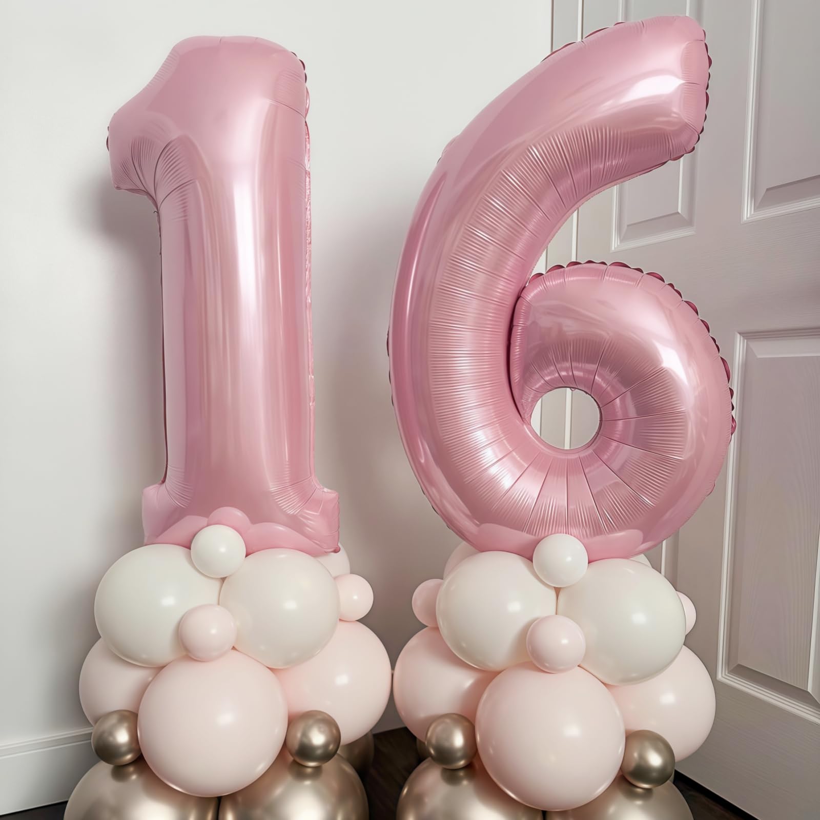 Lingqiang Pastel Pink 40in Number 1 & 0 Balloons for 10th Birthday Party Decor