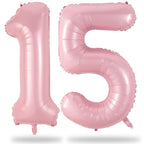 Lingqiang 40in Pastel Pink Number 15 Balloon – Giant 1 & 5 Foil Balloons for Birthday & Party Decor
