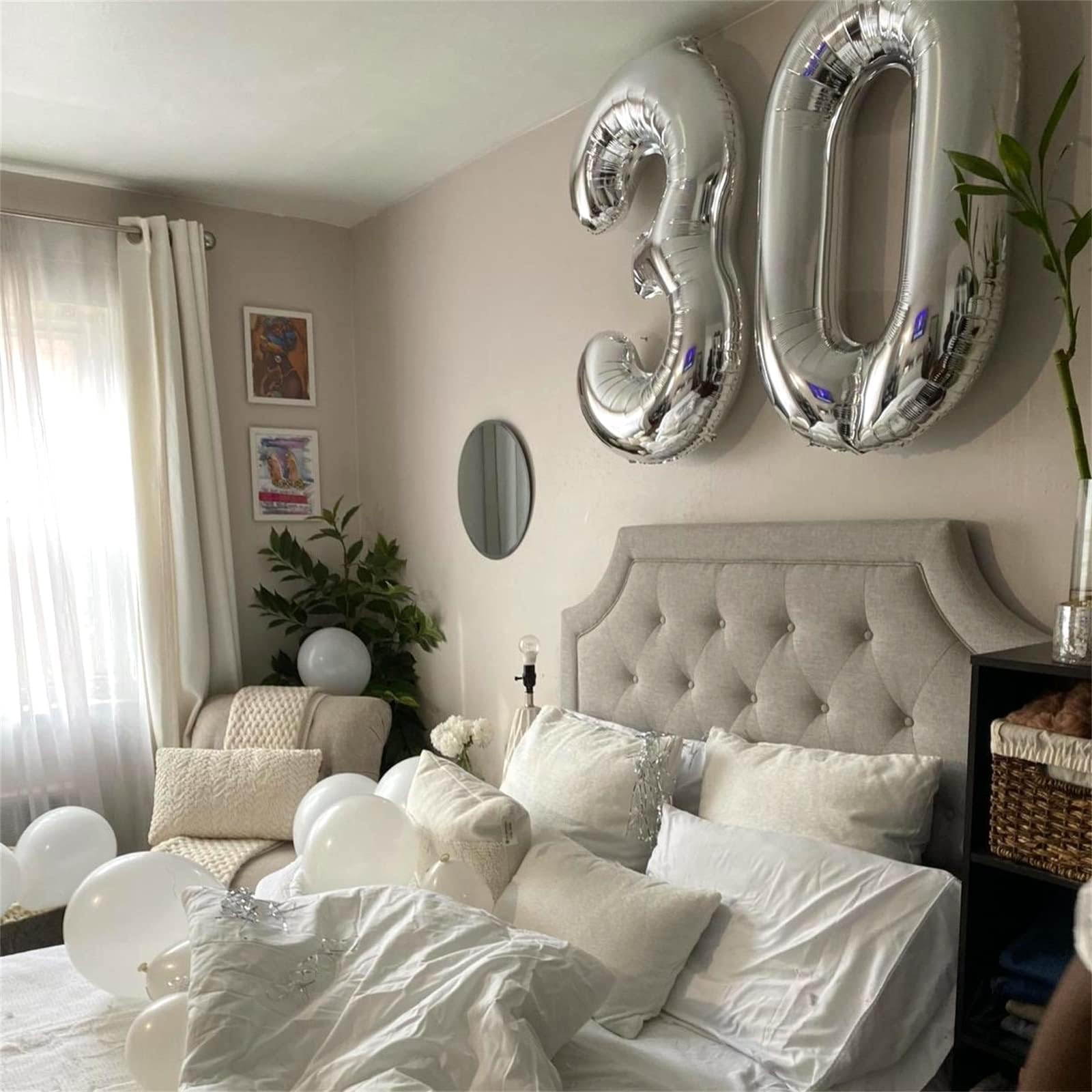 Lingqiang Silver 40-Inch Giant Number 3 Balloons – Self-Inflating Foil Birthday & Celebration Decor