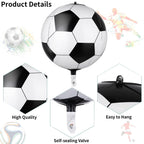 Lingqiang 22 Inch 4D Soccer Foil Balloons – 6pc Black & White Party Decor