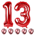Lingqiang Red 13 & 31 Birthday Balloons – Large Foil Numbers with Red Confetti