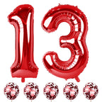 Lingqiang Red 13 & 31 Birthday Balloons – Large Foil Numbers with Red Confetti