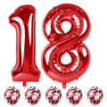 Lingqiang Red 18 Balloon Numbers & Confetti Balloons Kit – 40in Foil Numbers 1 & 8
