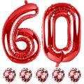 Lingqiang Red 60th Birthday Balloons - 40-inch Foil Numbers 6 & 0 + Confetti Set